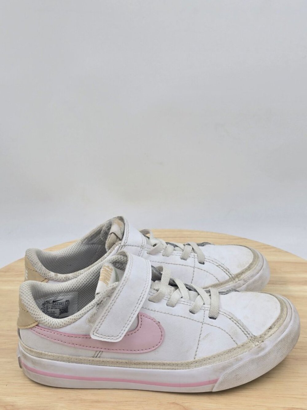 Nike Court Legacy Casual Shoes White Pink Kids DA5381-115 Size  12.5C